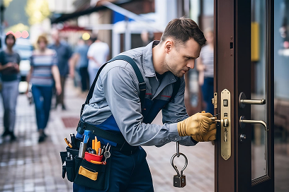 Commercial door hardware replaced